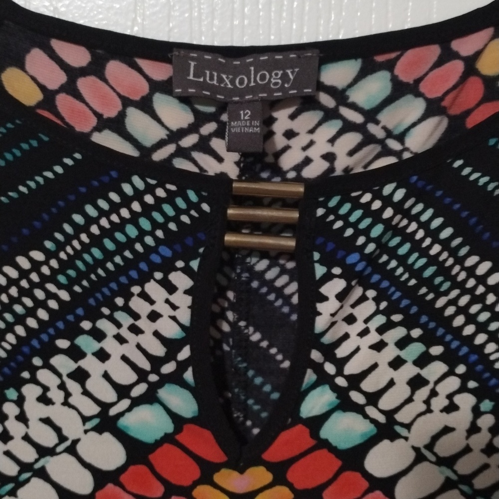 🫶 Luxology size 12 cold shoulder multicolor party dress - Picture 3 of 4